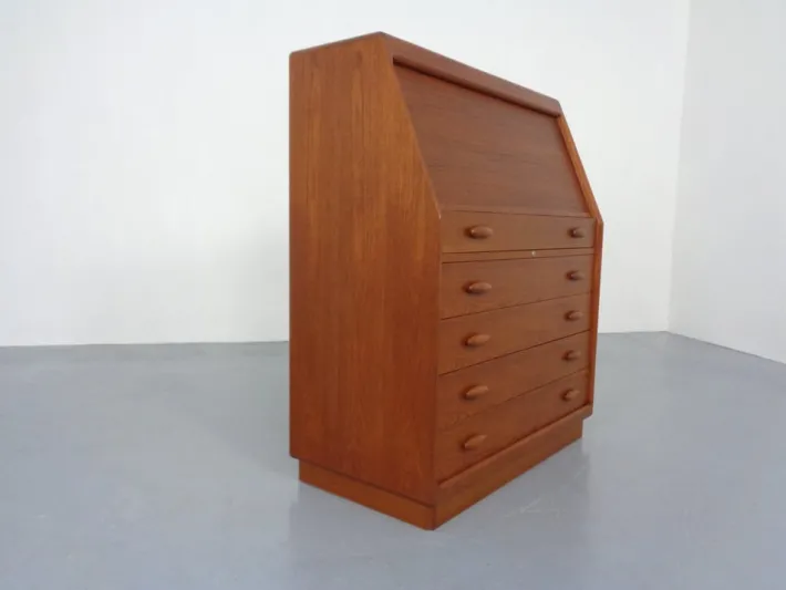 Pamono Teak Tambour Secretary from Dyrlund, 1960s Online