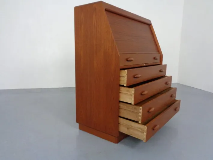 Pamono Teak Tambour Secretary from Dyrlund, 1960s Online