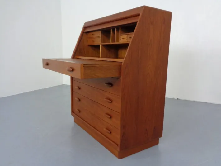 Pamono Teak Tambour Secretary from Dyrlund, 1960s Online