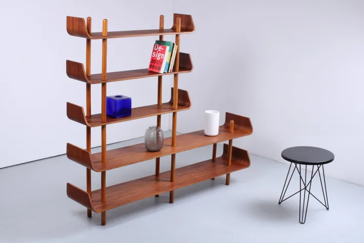 Pamono Teak Wall Unit attributed to Willem Lutjens for Gouda Den Boer, 1950s Discount