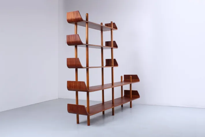 Pamono Teak Wall Unit attributed to Willem Lutjens for Gouda Den Boer, 1950s Discount