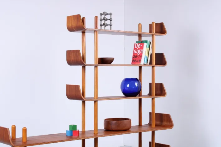Pamono Teak Wall Unit attributed to Willem Lutjens for Gouda Den Boer, 1950s Discount