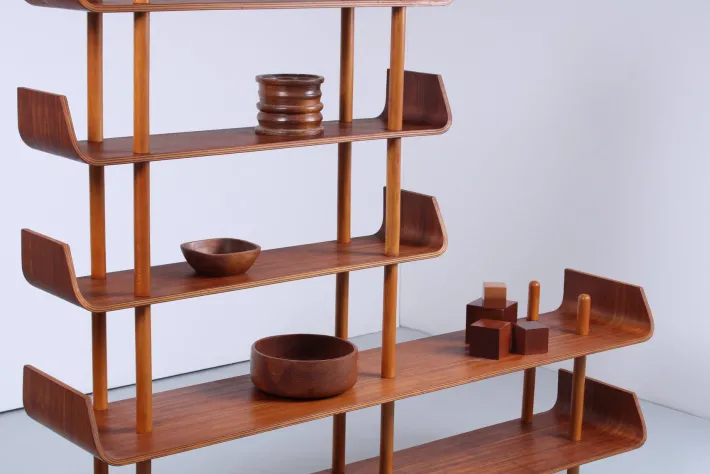 Pamono Teak Wall Unit attributed to Willem Lutjens for Gouda Den Boer, 1950s Discount