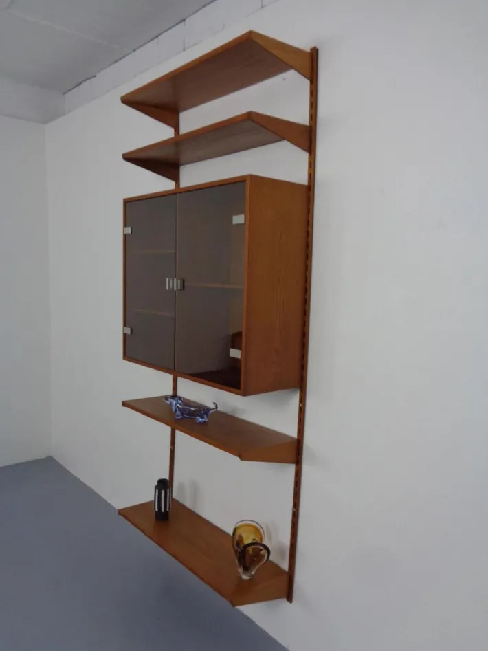Pamono Teak Wall Unit by Kai Kristiansen for Feldballes Furniture Factory, Denmark, 1960s, Set of 7