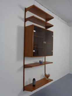 Pamono Teak Wall Unit by Kai Kristiansen for Feldballes Furniture Factory, Denmark, 1960s, Set of 7