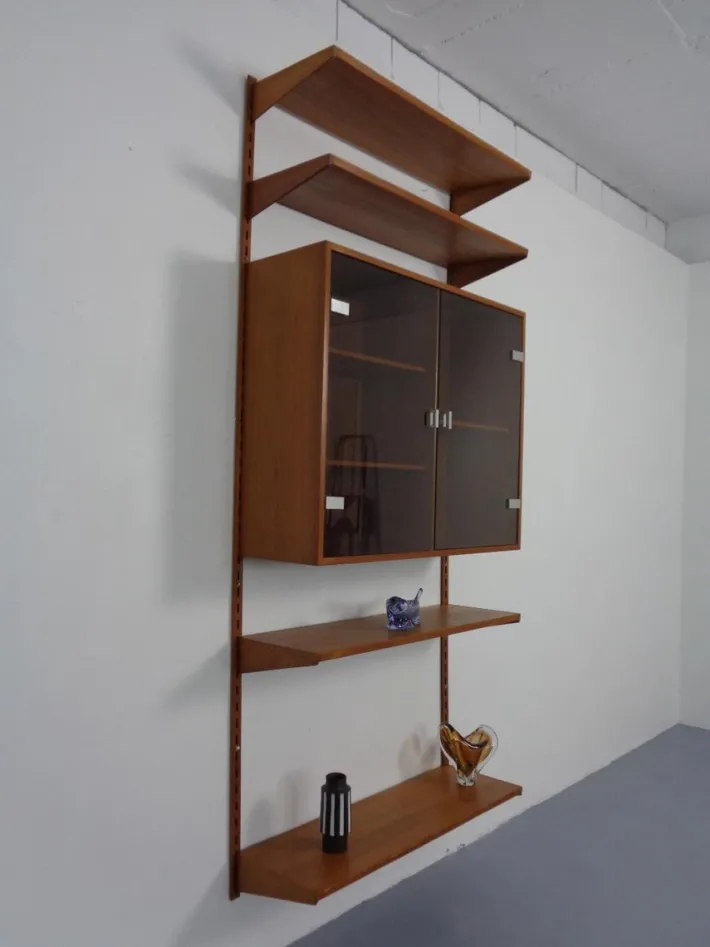 Pamono Teak Wall Unit by Kai Kristiansen for Feldballes Furniture Factory, Denmark, 1960s, Set of 7