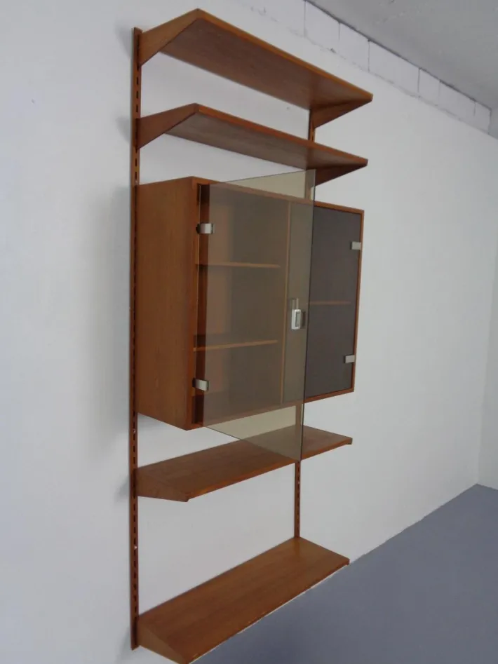 Pamono Teak Wall Unit by Kai Kristiansen for Feldballes Furniture Factory, Denmark, 1960s, Set of 7