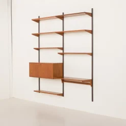 Pamono Teak Wall Unit with Hidden Desk by Kai Kristiansen for FM Mobler, Denmark, 1960s Hot