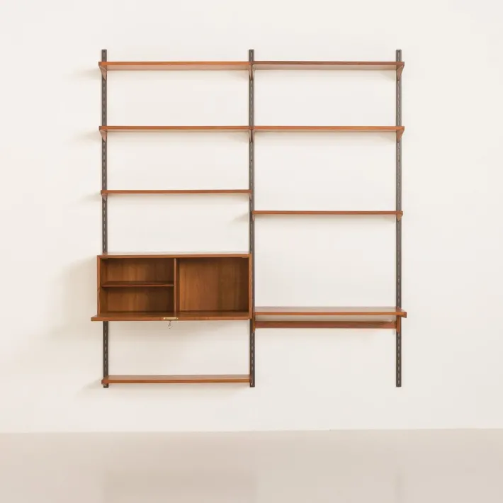 Pamono Teak Wall Unit with Hidden Desk by Kai Kristiansen for FM Mobler, Denmark, 1960s Hot