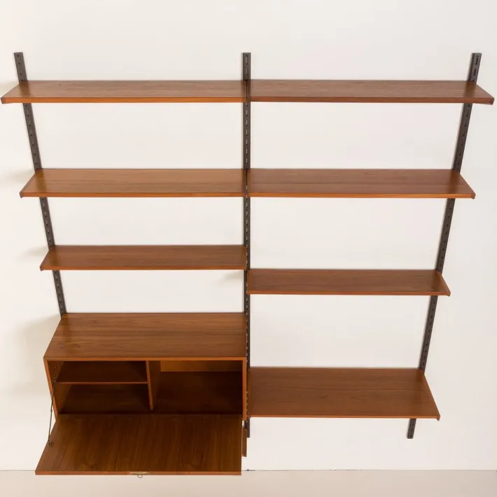 Pamono Teak Wall Unit with Hidden Desk by Kai Kristiansen for FM Mobler, Denmark, 1960s Hot
