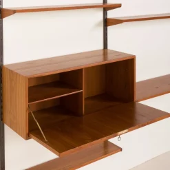 Pamono Teak Wall Unit with Hidden Desk by Kai Kristiansen for FM Mobler, Denmark, 1960s Hot