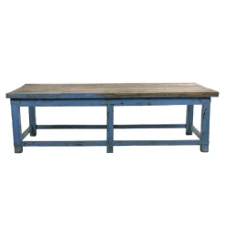 Pamono Teak Worktable with Blue Patina Discount