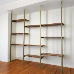 Pamono Tension Pole Free Standing Rose Gold Aluminum Omni Wall Unit by George Nelson New