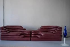 Pamono Terrazza Landscapes in Burgundy Leather by Ubald Klug for de Sede, 1970s, Set of 4 Outlet