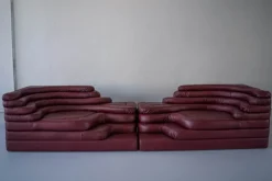 Pamono Terrazza Landscapes in Burgundy Leather by Ubald Klug for de Sede, 1970s, Set of 4 Outlet