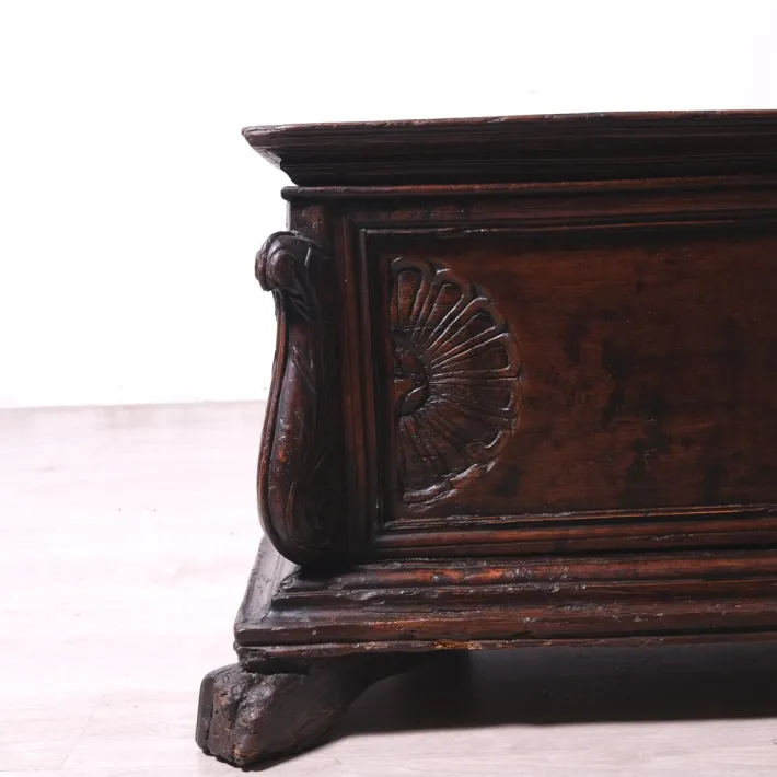 Pamono 17th Century Carved Walnut Chest, Italy, 1890s Online