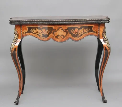 Pamono 19th Century Ebonised Marquetry & Ormolu Card Table, 1870s Hot