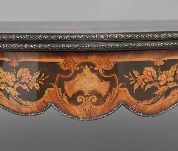 Pamono 19th Century Ebonised Marquetry & Ormolu Card Table, 1870s Hot