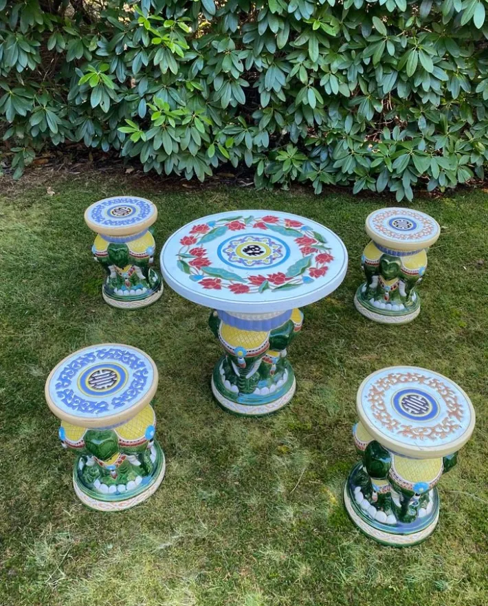 Pamono 20th Century Elephant Garden or Patio Seating, Set of 5 Hot
