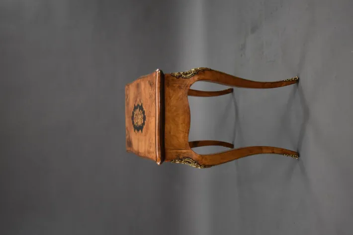 Pamono 19th Century English Victorian Burl Walnut and Marquetry Inlaid Card Table, 1860s Outlet