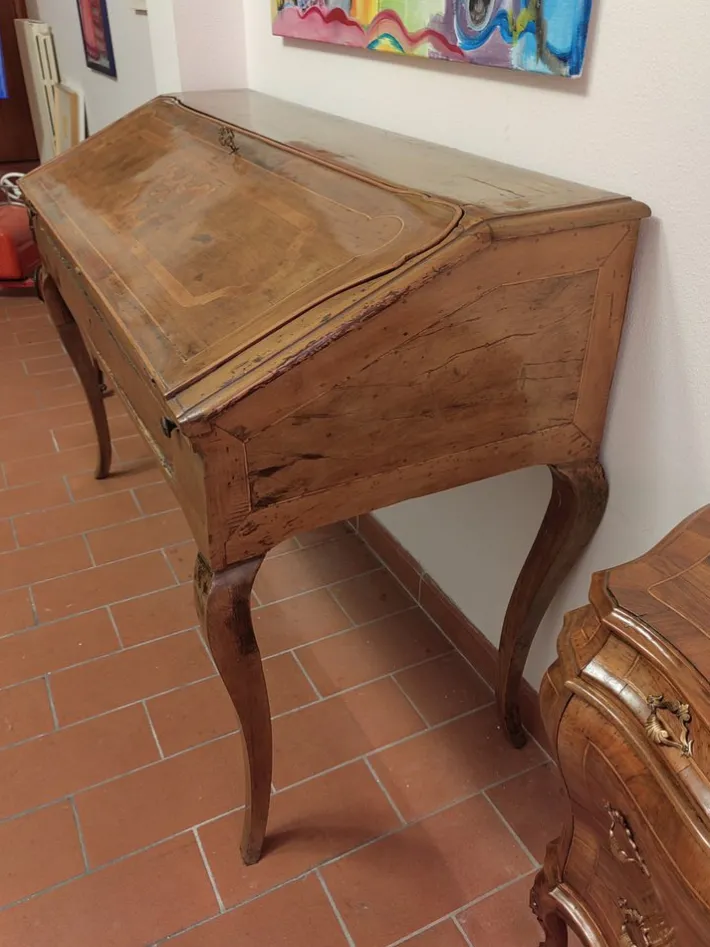 Pamono 18th Century Flap Cabinet Writing Desk in Solid Walnut with Carvings Outlet