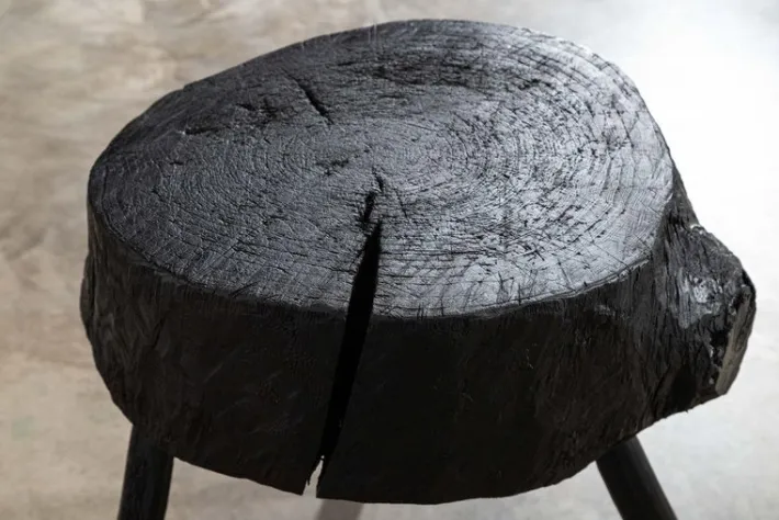Pamono 19th Century French Ebonised Vernacular Elm Chopping Block Table Outlet