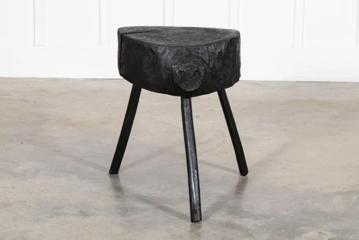 Pamono 19th Century French Ebonised Vernacular Elm Chopping Block Table Outlet
