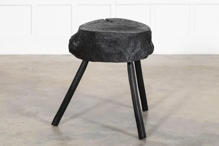 Pamono 19th Century French Ebonised Vernacular Elm Chopping Block Table Outlet
