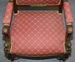 Pamono 19th Century French Empire Egyptian Sphinx Sofa & Armchairs in Ormolu & Hardwood, Set of 3 Hot