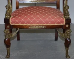 Pamono 19th Century French Empire Egyptian Sphinx Sofa & Armchairs in Ormolu & Hardwood, Set of 3 Hot