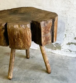 Pamono 19th Century French Provincial Elm Chopping Block Table, France New