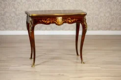Pamono 19th Century Inlaid Card Table Lined with Green Fabric Hot