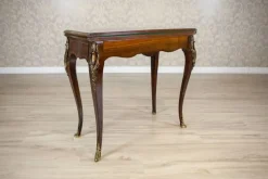 Pamono 19th Century Inlaid Card Table Lined with Green Fabric Hot