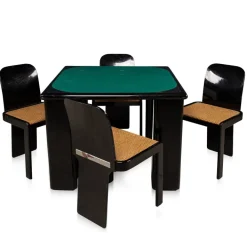 Pamono 20th Century Lacquered Wood Games Table & Chairs by Pierluigi Molinari for Pozzi, Milan, 1970, Set of 5 Best