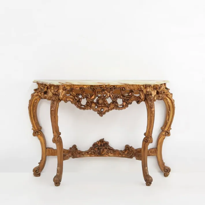 Pamono 20th Century Louis Xv Style Console with Marble Top, France, 1970s Clearance