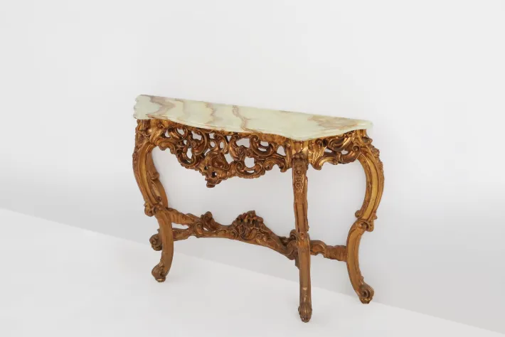 Pamono 20th Century Louis Xv Style Console with Marble Top, France, 1970s Clearance