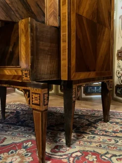 Pamono 18th Century Louis XVI Italian Nightstands Cabinets with Marble Top, Marquetry, 1780, Set of 2