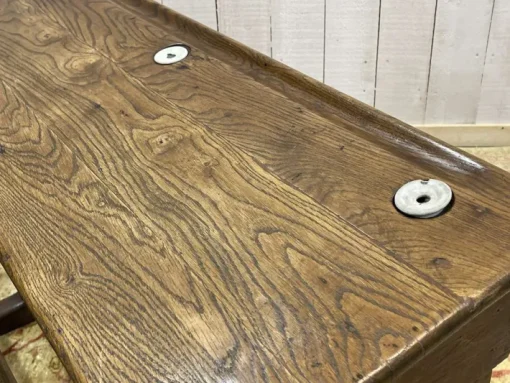 Pamono 20th Century Oak School Desk with Porcelain Inkwells Best