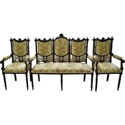 Pamono 19th Century Portuguese Sofa and Armchairs, Set of 3 Best