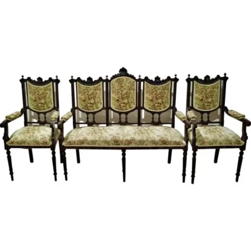 Pamono 19th Century Portuguese Sofa and Armchairs, Set of 3 Best