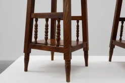 Pamono 20th Century Rustic Wooden Side Tables with Ceramic Tile Top, France, 1940s, Set of 2 Discount