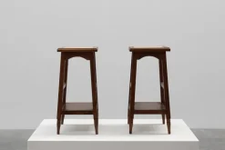 Pamono 20th Century Rustic Wooden Side Tables with Ceramic Tile Top, France, 1940s, Set of 2 Discount