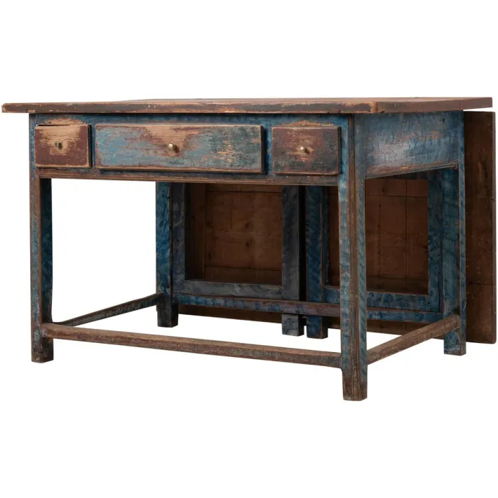 Pamono 19th Century Swedish Folk Art Blue Work Table Outlet