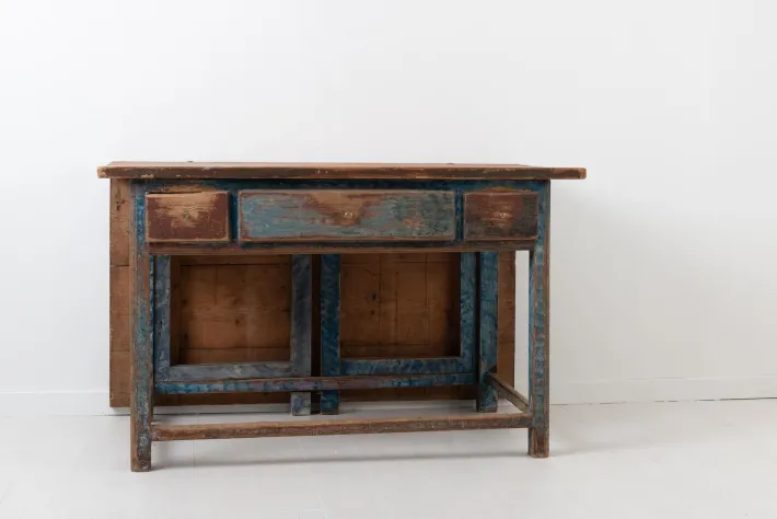 Pamono 19th Century Swedish Folk Art Blue Work Table Outlet