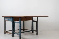 Pamono 19th Century Swedish Folk Art Blue Work Table Outlet
