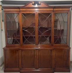 Pamono 19th Century Inlaid Mahogany Breakfront Bookcase, 1880s