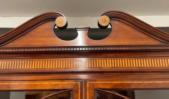 Pamono 19th Century Inlaid Mahogany Breakfront Bookcase, 1880s