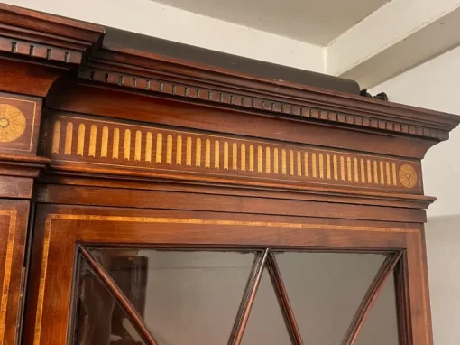 Pamono 19th Century Inlaid Mahogany Breakfront Bookcase, 1880s