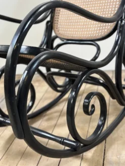 Pamono Thonet Rocking Chair in Blackened Curved Wood and Cane, 1900s by Michael Thonet, 1890s Outlet
