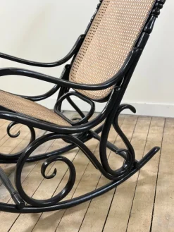 Pamono Thonet Rocking Chair in Blackened Curved Wood and Cane, 1900s by Michael Thonet, 1890s Outlet